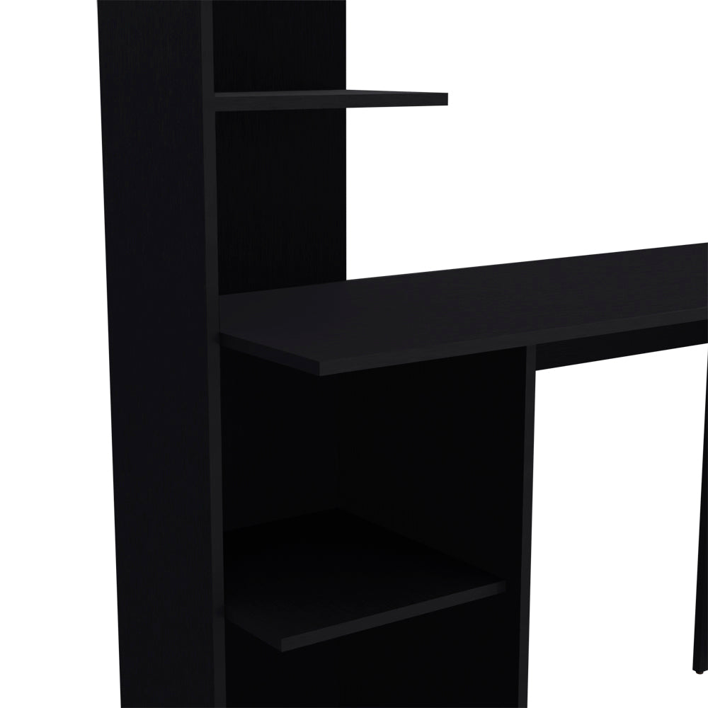 Desk Wichita,Desk, Four Shelves, Black Finish-6