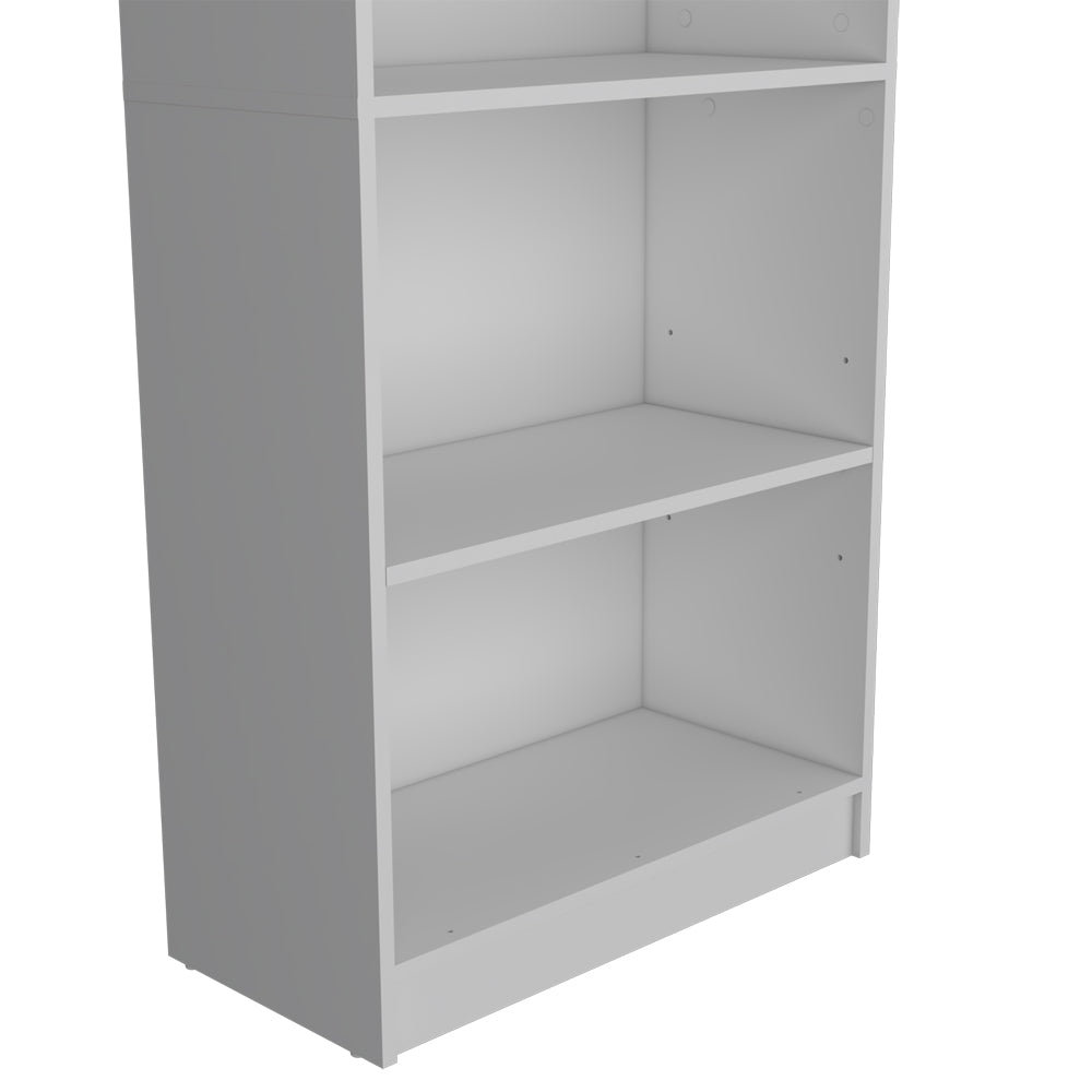 Bookcase 4-Shelves Benzoni, Ample Storage and Modern Design, White Finish-7