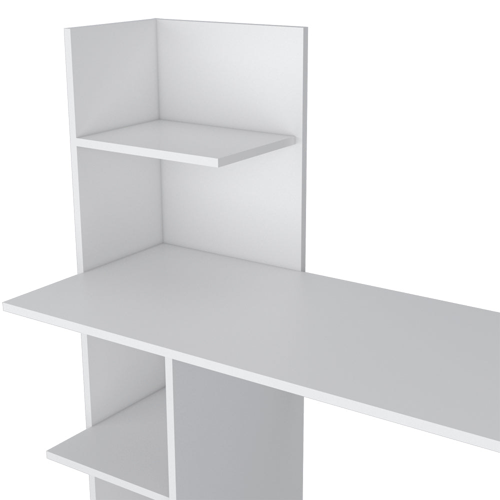 Desk Wichita,Desk, Four Shelves, White Finish-5