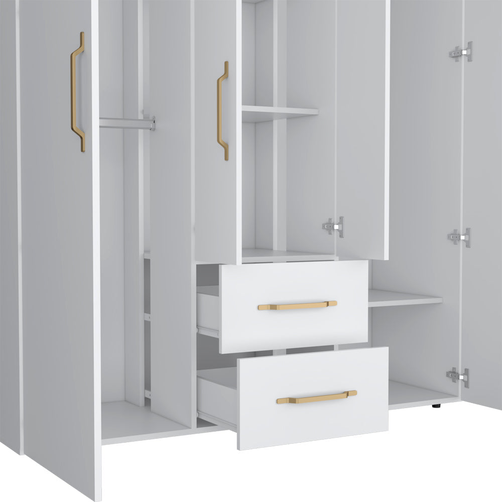 Armoire Elma, Two Drawers, Three Cabinets, White Finish-5