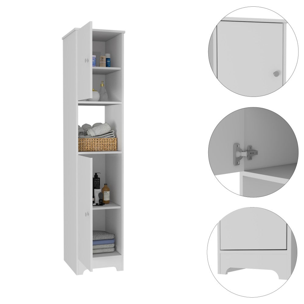 Linen Cabinet Albany, Four Interior Shelves, White Finish-2