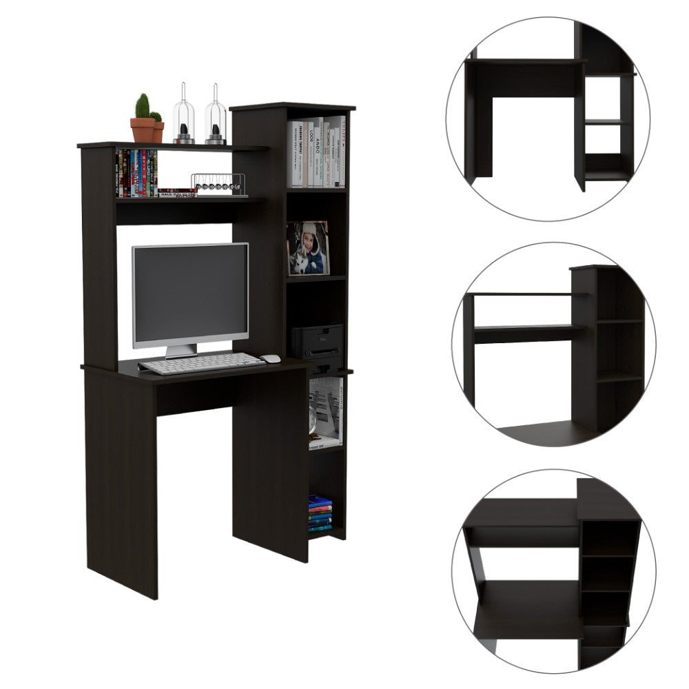 Desk Logan, Five Cubbies, Black Wengue Finish-1