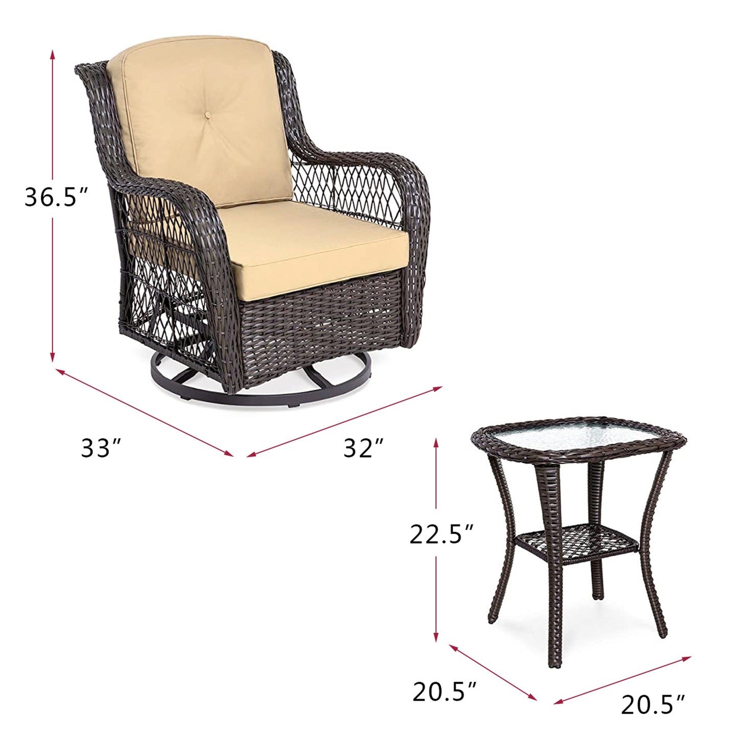 TOPMAX Outdoor Bistro Set 3 Pieces (Khaki)-2