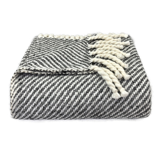 Chunky Black Stripe Alpaca Throw-0