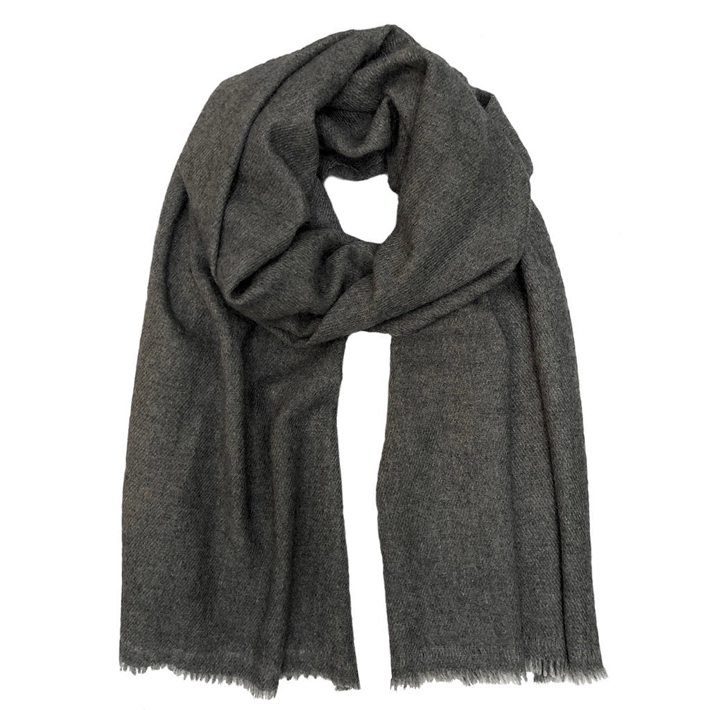 Charcoal Handloom  Cashmere Scarf-0