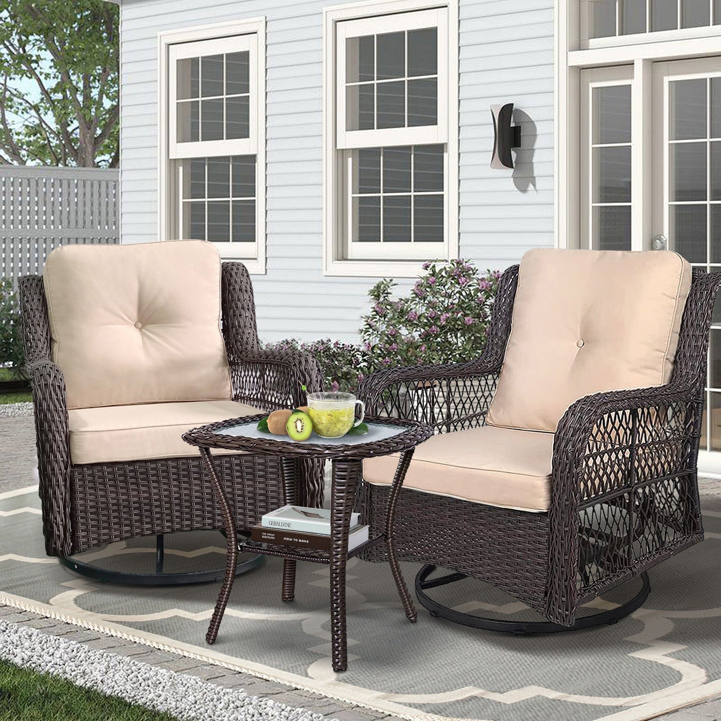 TOPMAX Outdoor Bistro Set 3 Pieces (Khaki)-3