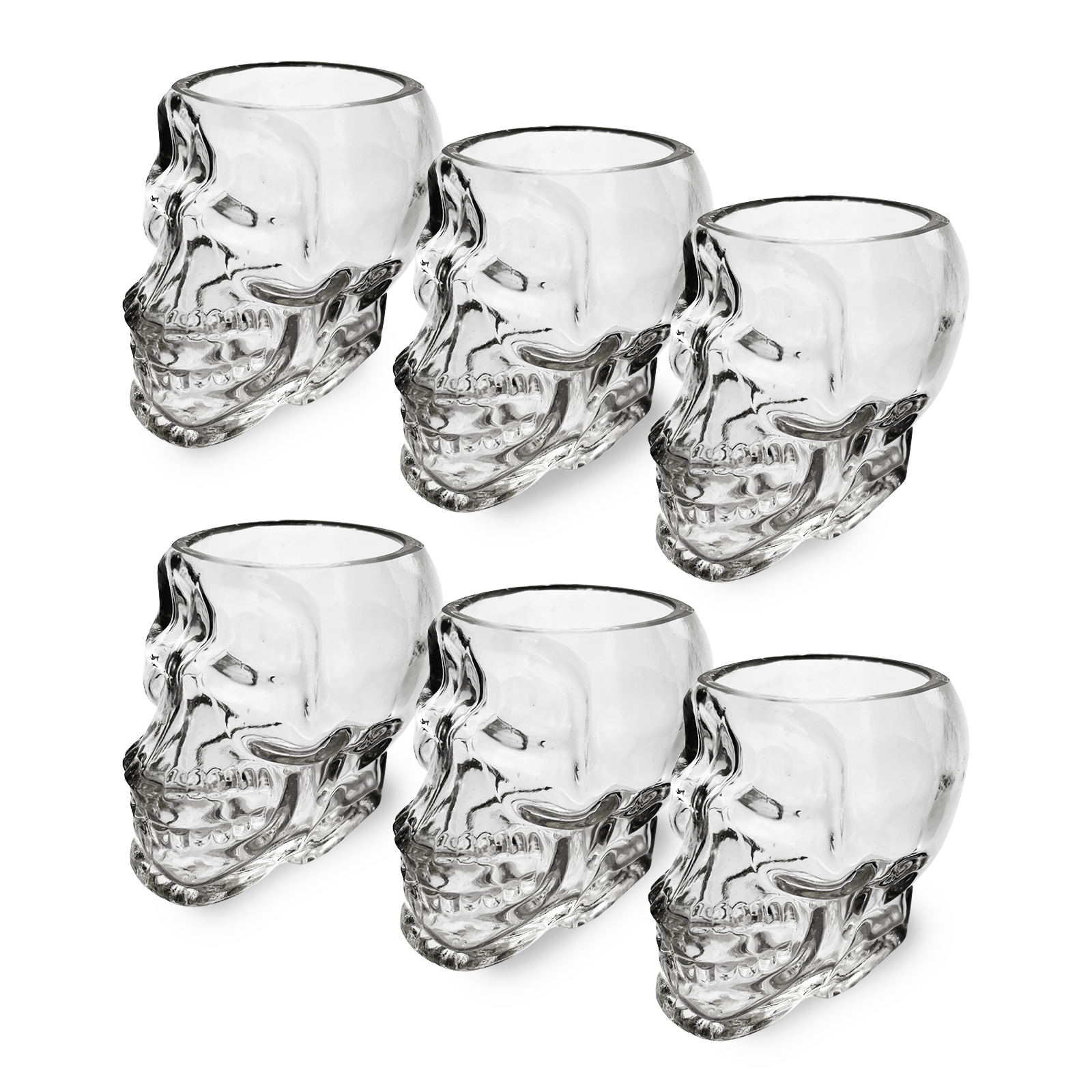 Skull Shot Glasses Set of 6 by The Wine Savant - 3oz Skull Glasses 3" H - Goth Gifts, Skull Gifts, Skull Decor, Skeleton Decor, Skull Shaped Glasses, Perfect for Halloween Themed Parties!-7