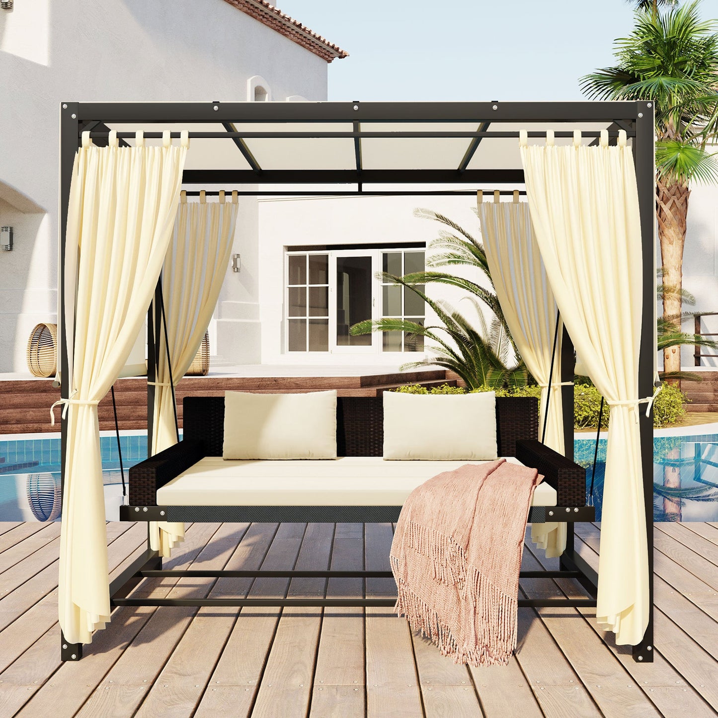 Style Outdoor Swing Bed for 2-3 People-1