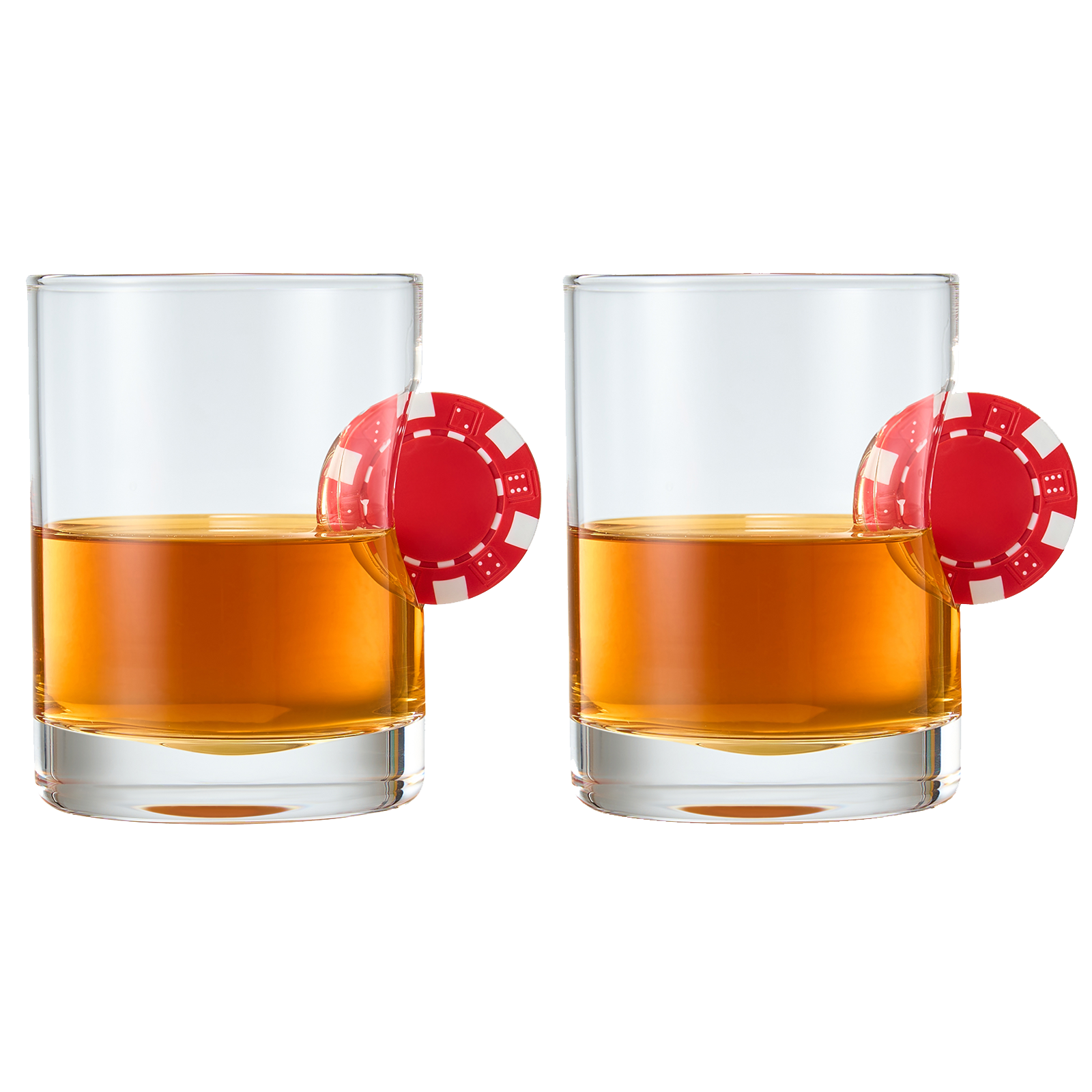 Poker Chip Whiskey & Wine Glasses | Set of 2 | Up The Ante Stuck In The Glass Poker Chip Cocktail Glassware, Gambler Gift, Artisanal Crystal Glassware - Gift Idea for Him, Summer, Housewarming (20 OZ)-0