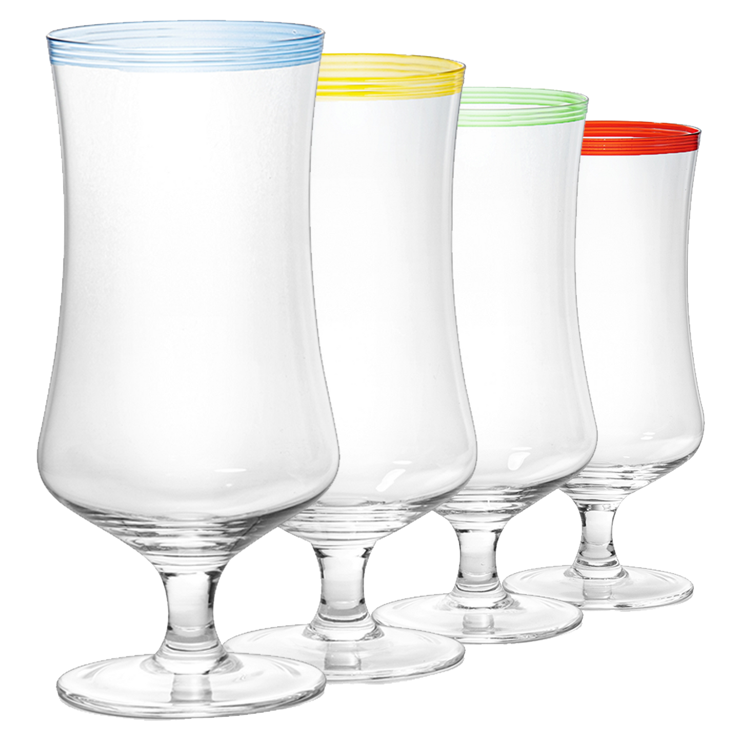 Hurricane Glasses, Large 17oz Pina Colada, Set of 4 Tropical Cocktail Tall Stemmed Crystal Glassware, Poco Grande Cups, Tulip Shaped for Bar Drinks, Daiquiri, Juice, Bloody Mary, Mai Tai, Cocktails-0