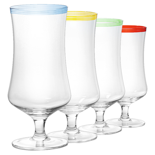 Hurricane Glasses, Large 17oz Pina Colada, Set of 4 Tropical Cocktail Tall Stemmed Crystal Glassware, Poco Grande Cups, Tulip Shaped for Bar Drinks, Daiquiri, Juice, Bloody Mary, Mai Tai, Cocktails-0