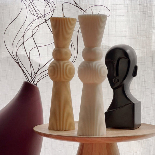 Big Chess Ribbed Pillar Candle-0