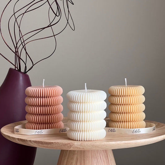 Round Ribbed Pillar Candle-0