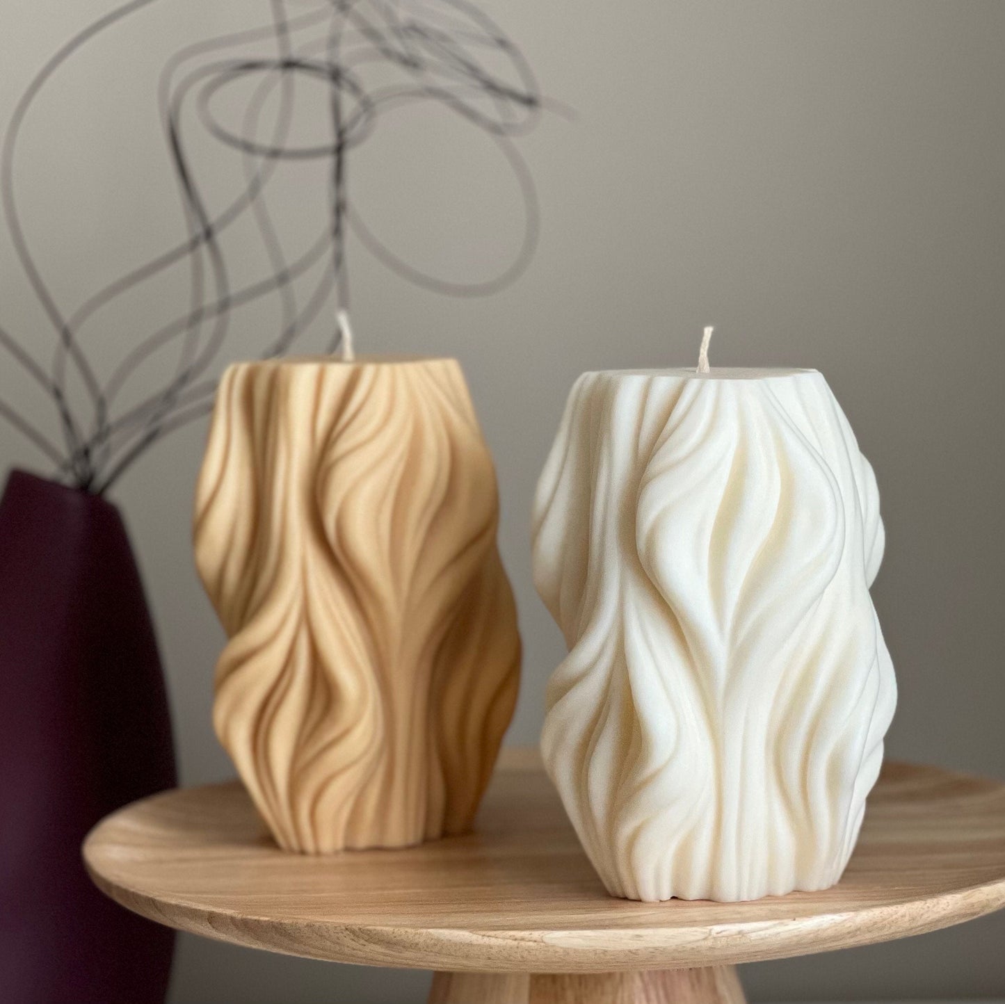 Huge Wave Stripe Column Candle-0