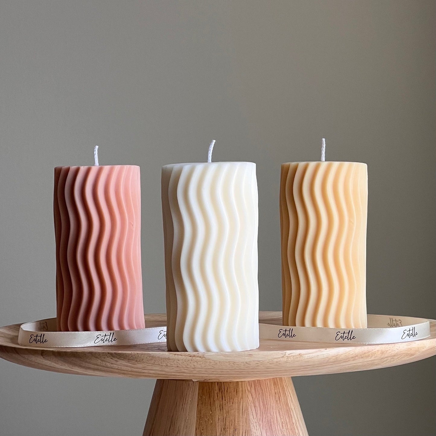 Ribbed Wave Pillar Candle-0