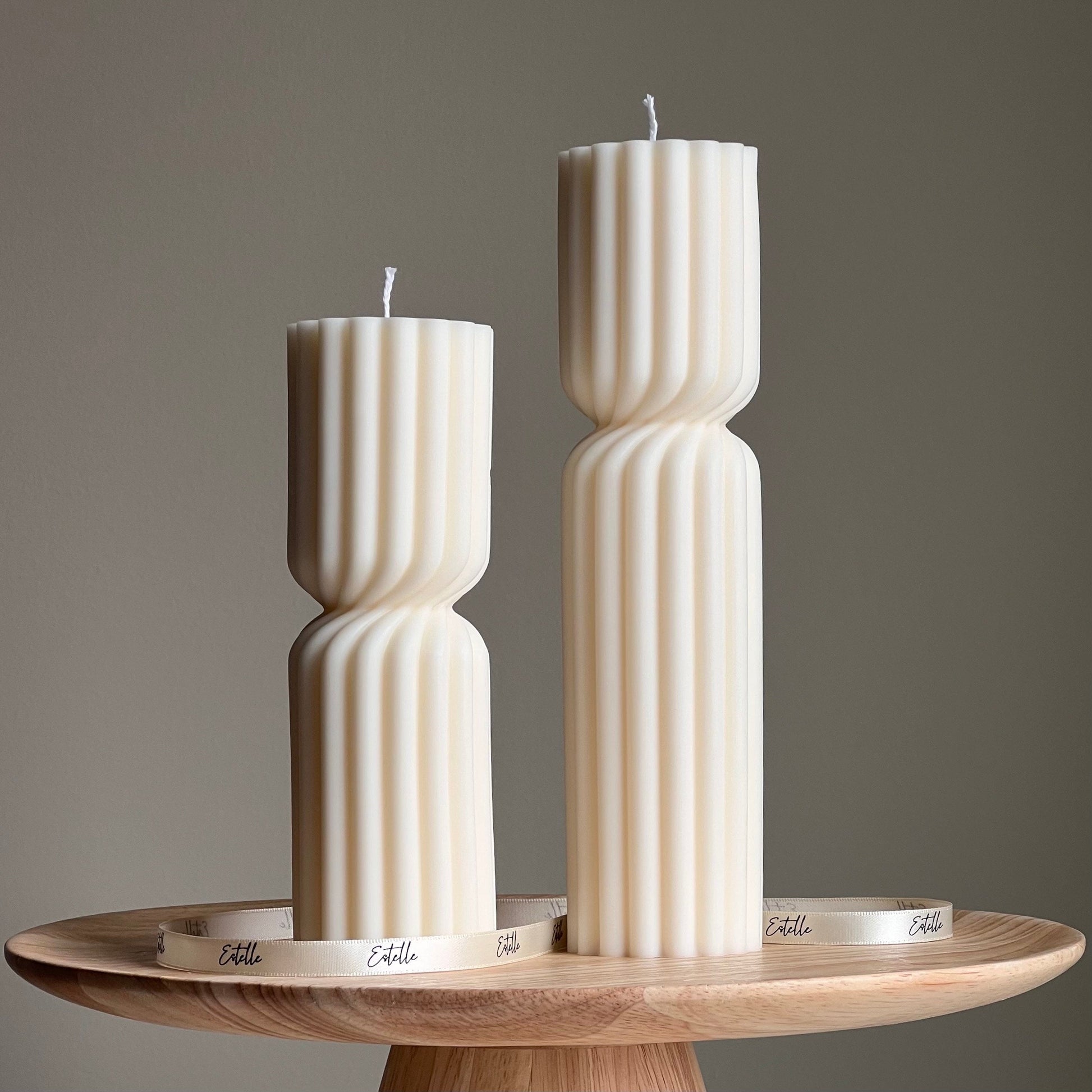 Ribbed Hourglass Pillar Candle-0