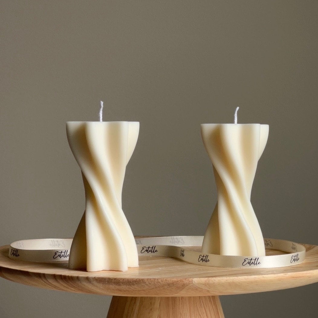 Wavy Swirl Pillar Candle-0