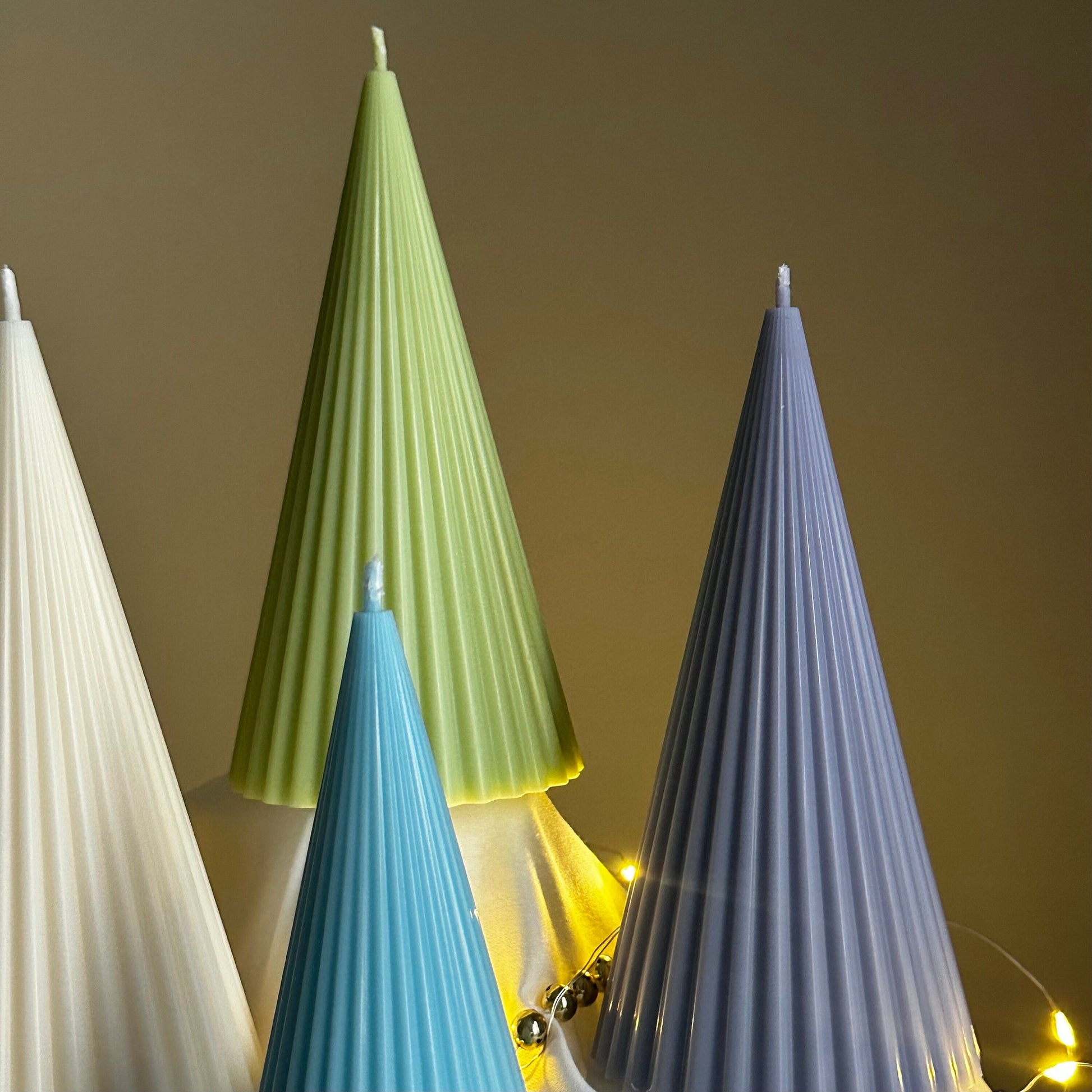 Minimalist Christmas Ribbed Cone Candle-1