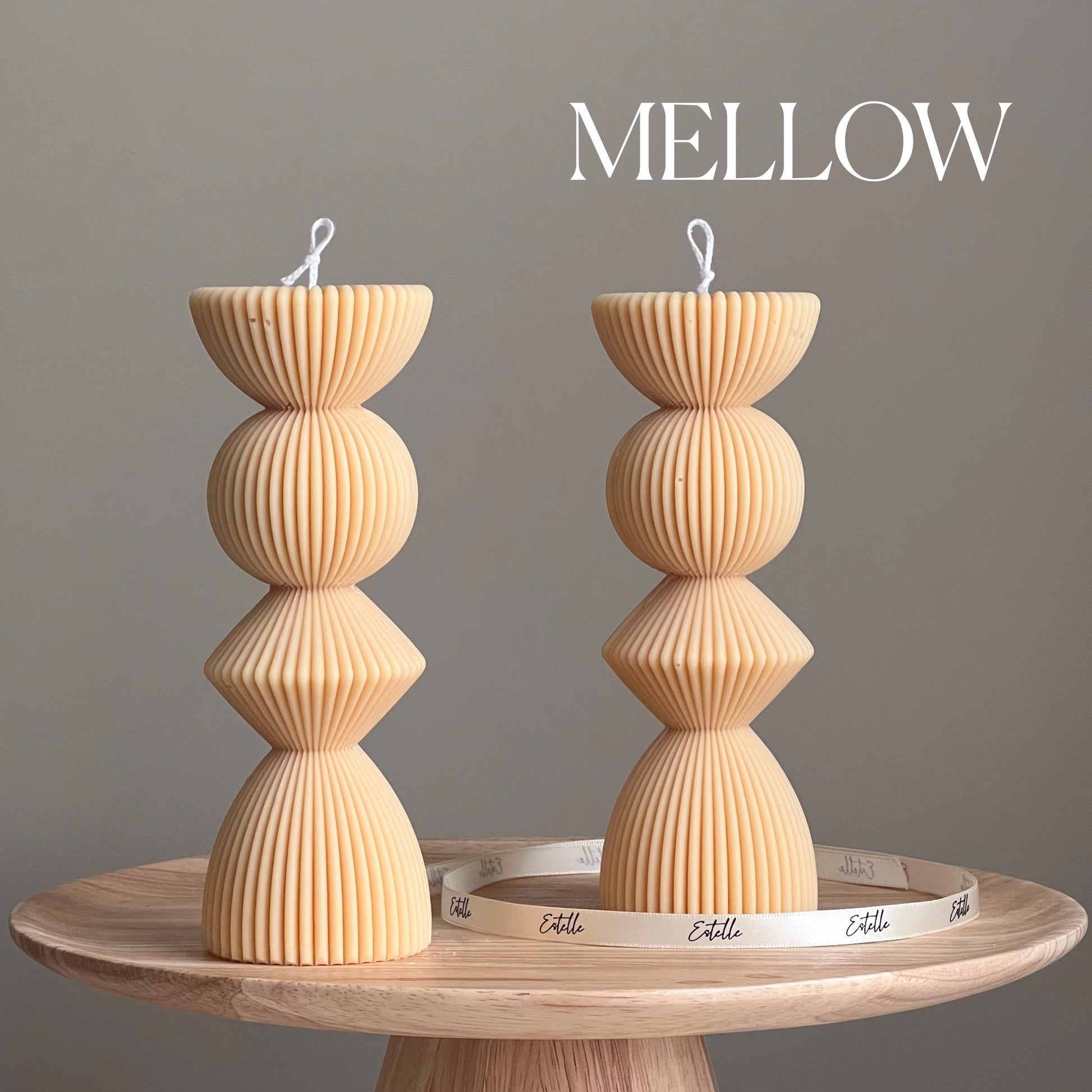 Ribbed Geometric Pillar Candle-3