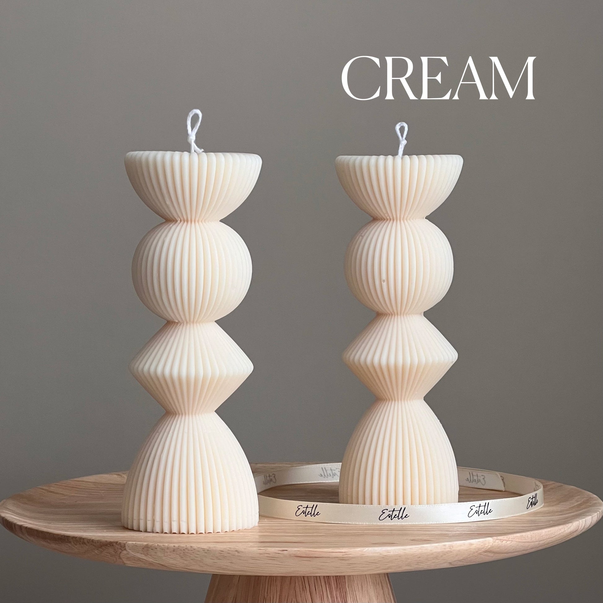 Ribbed Geometric Pillar Candle-2