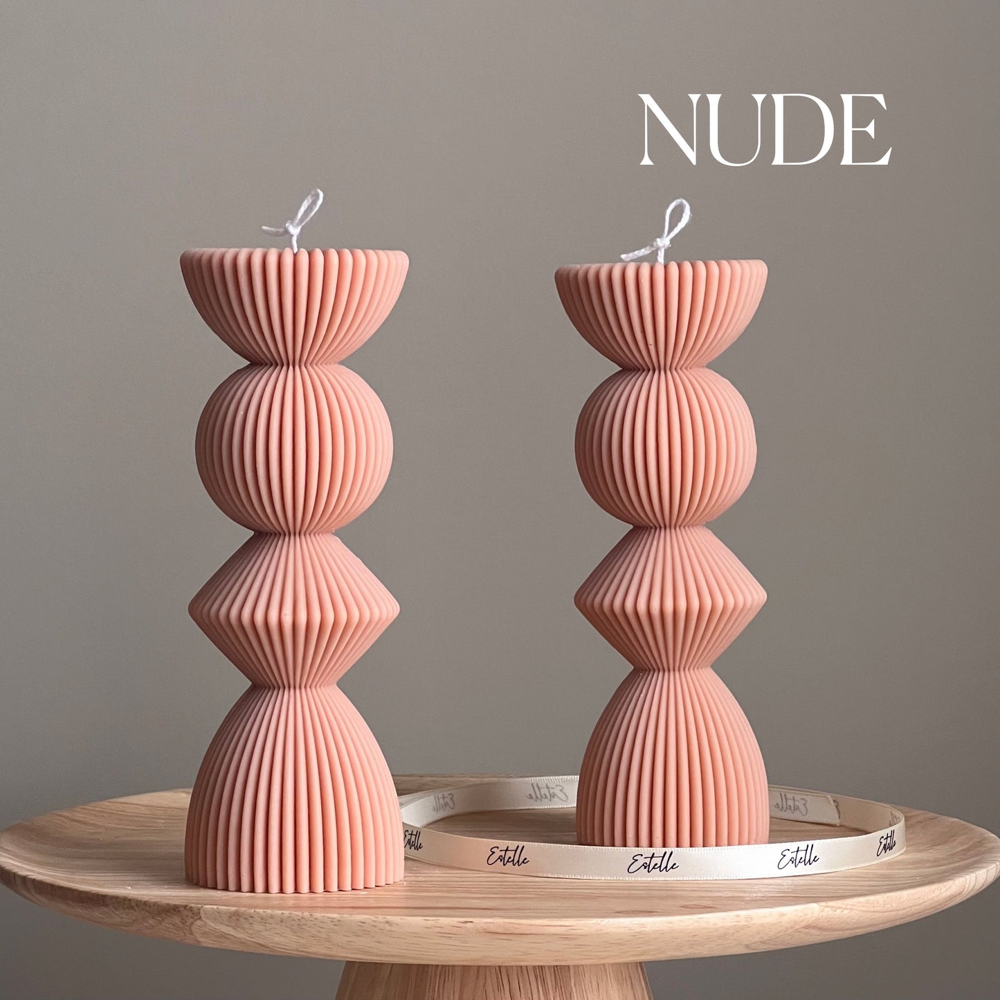 Ribbed Geometric Pillar Candle-1