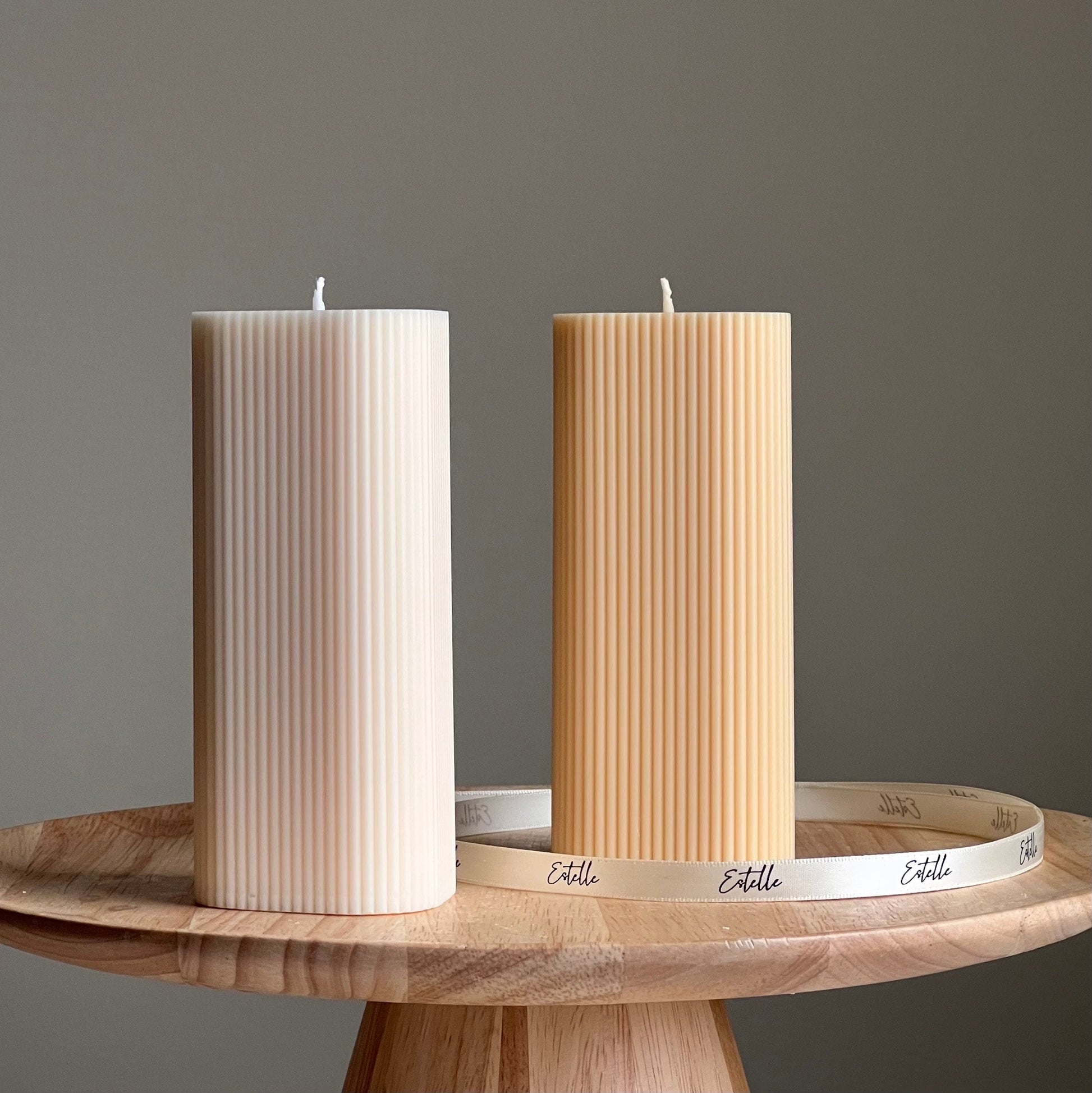 Ribbed Pillar Candle-0