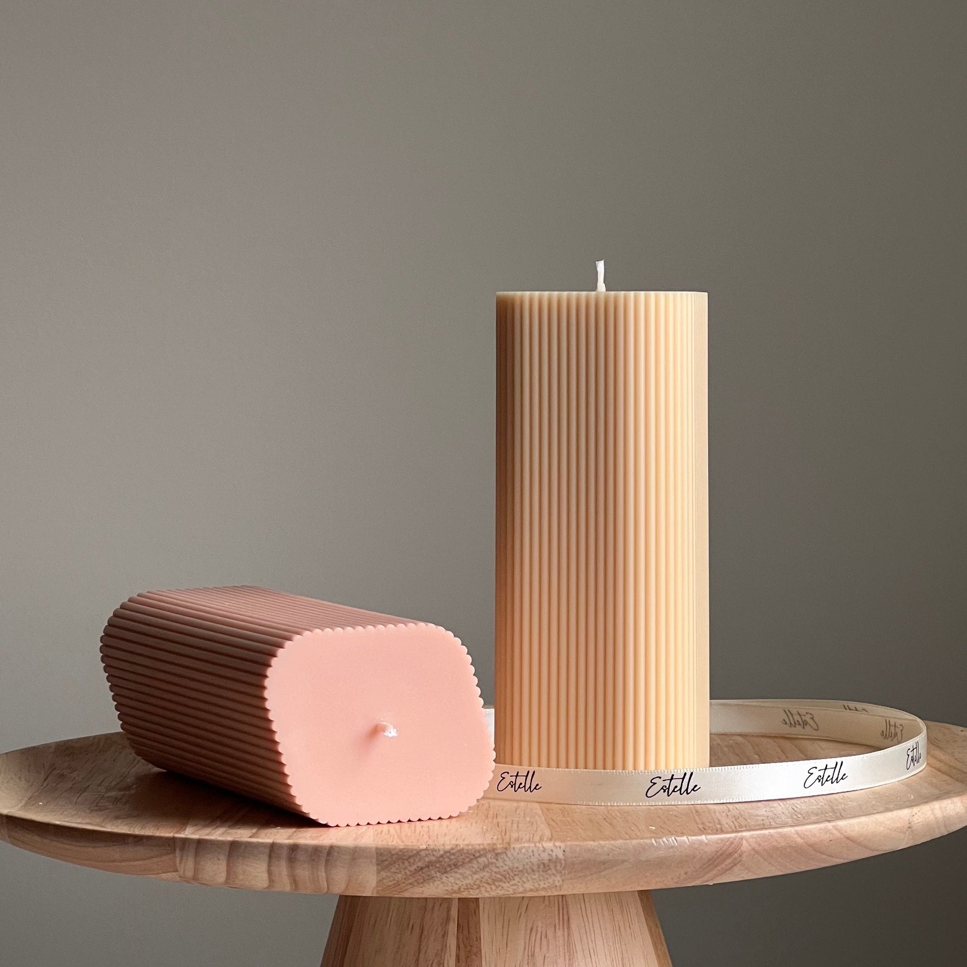 Ribbed Pillar Candle-1