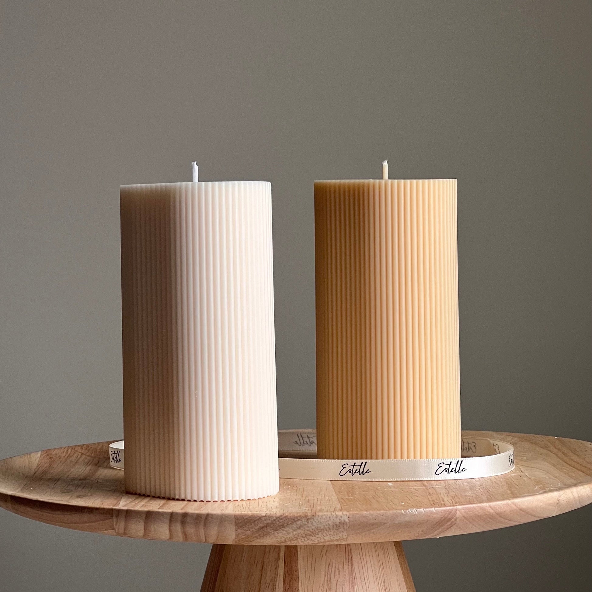 Ribbed Pillar Candle-0