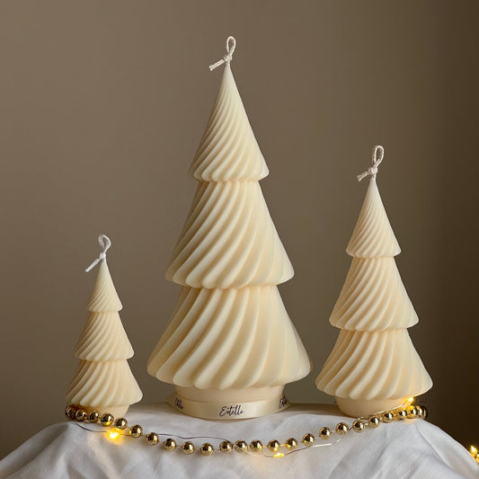 Swirl Ribbed Christmas Tree Candle-0