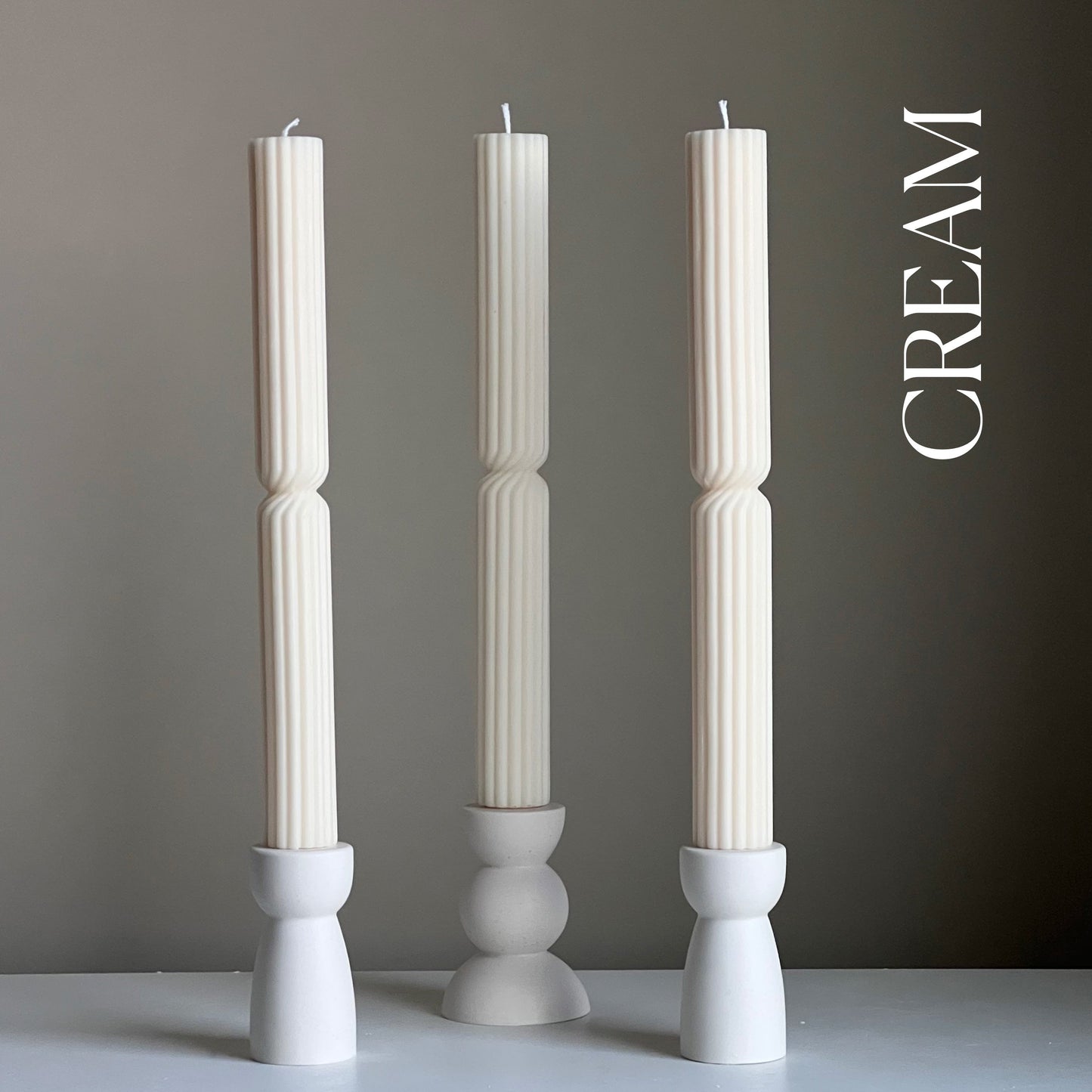 Tall Ribbed Twisted Taper Candle-3