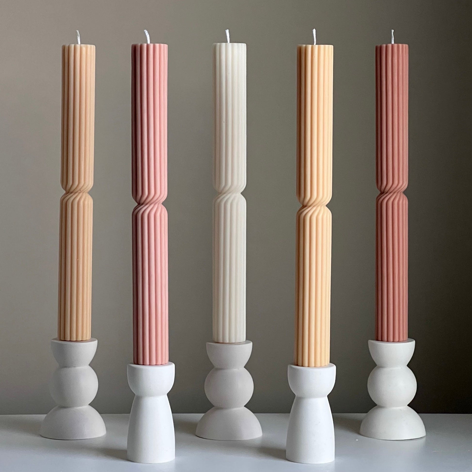 Tall Ribbed Twisted Taper Candle-5