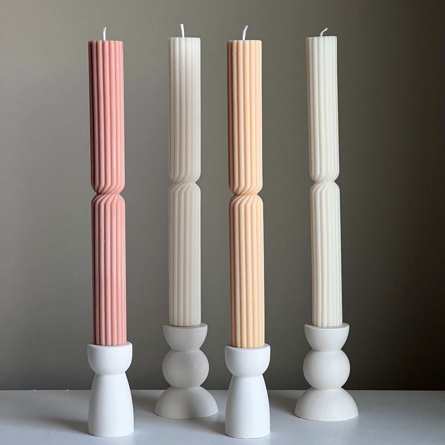 Tall Ribbed Twisted Taper Candle-0