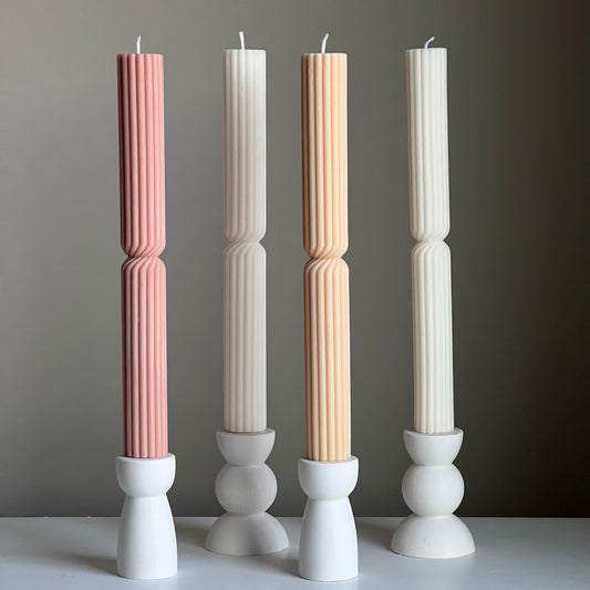 Tall Ribbed Twisted Taper Candle-0