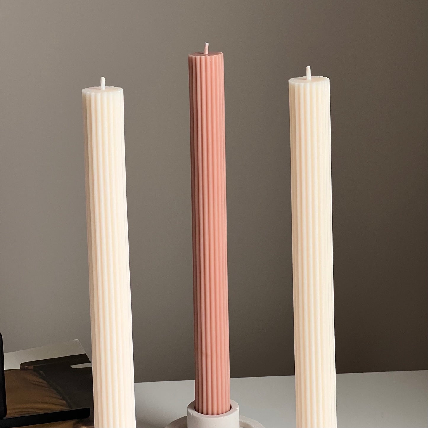 Ribbed Taper Candle-2