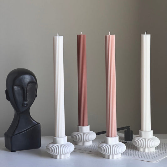 Ribbed Minimal Candlestick Holder-0