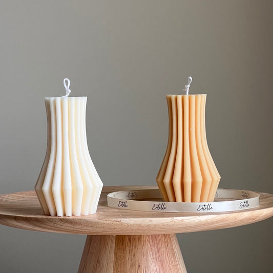 Ribbed Pillar Candle-0