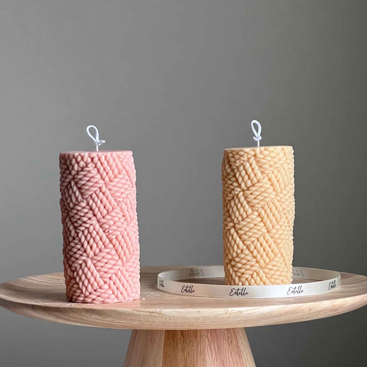 Knitted Pillar Candle-0