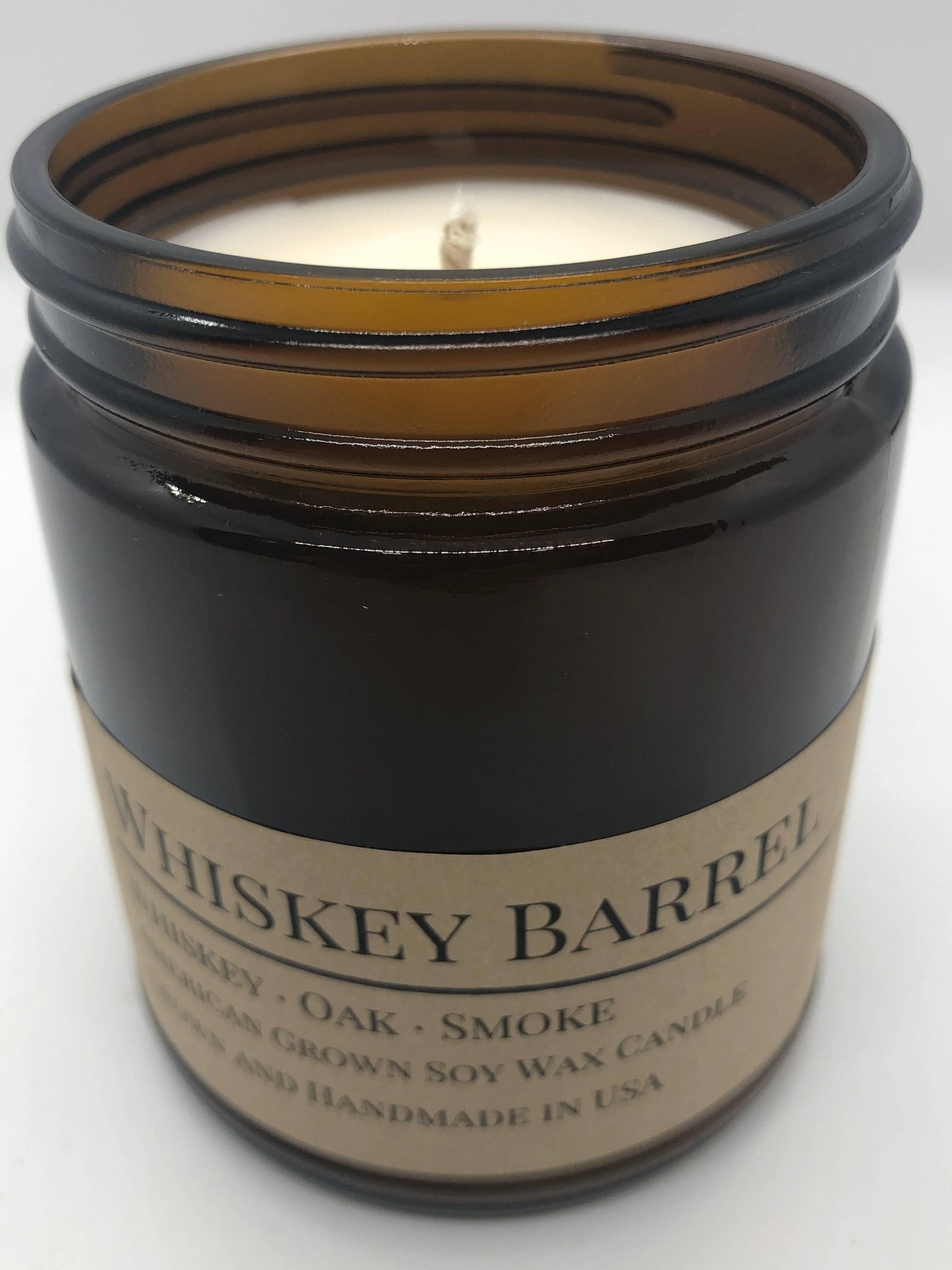 Whiskey Barrel Soy Wax Candle | 9 oz Amber Apothecary Jar-3