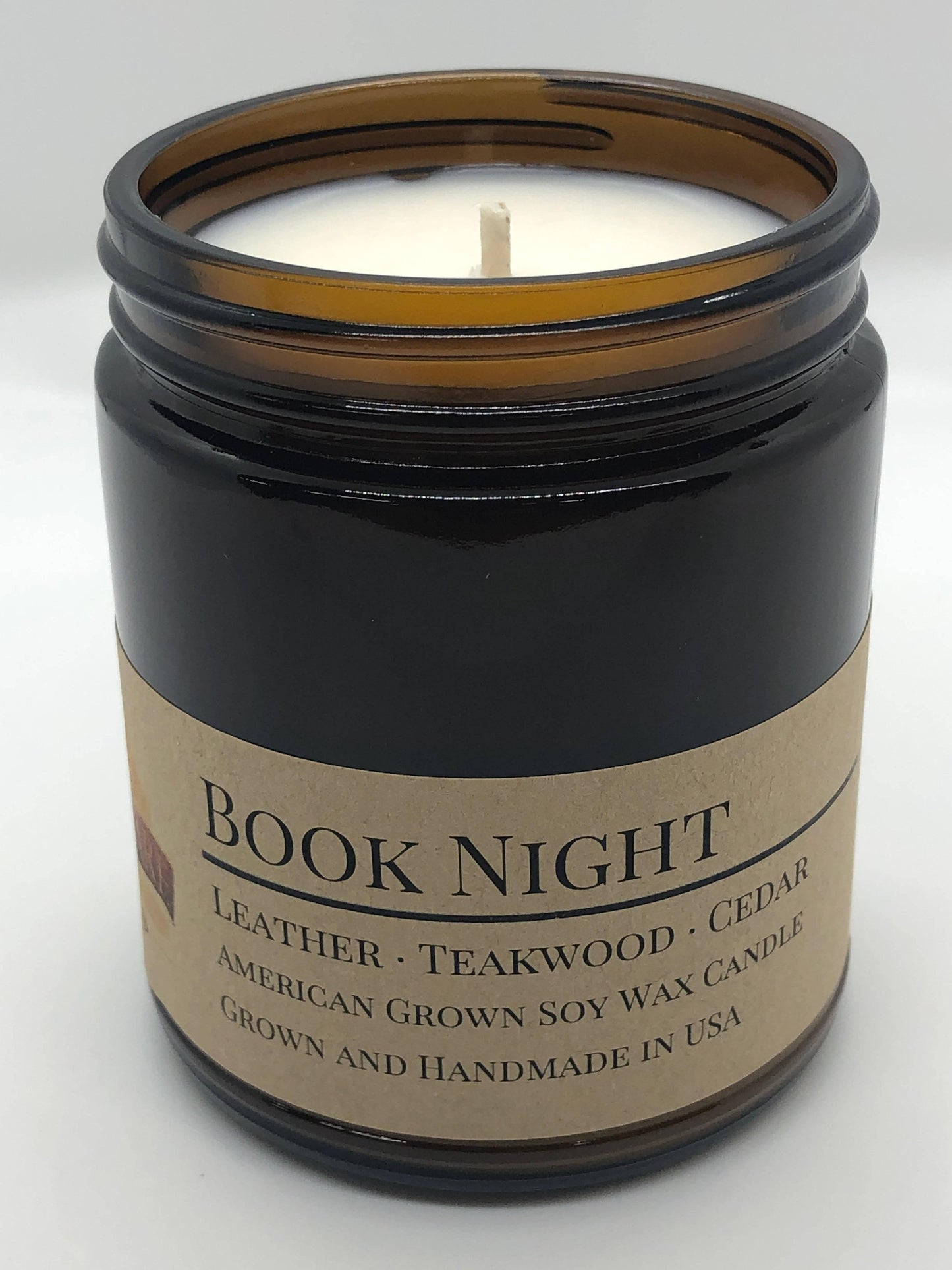 Book Night Soy Wax Candle | 9 oz Amber Apothecary Jar-3