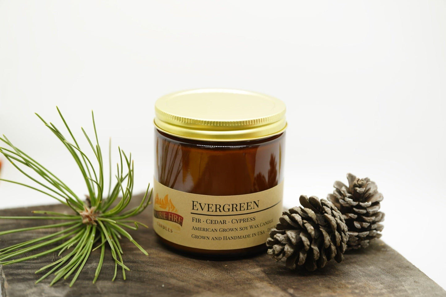 Evergreen Soy Wax Candle | 16 oz Double Wick Amber Apothecary Jar-1