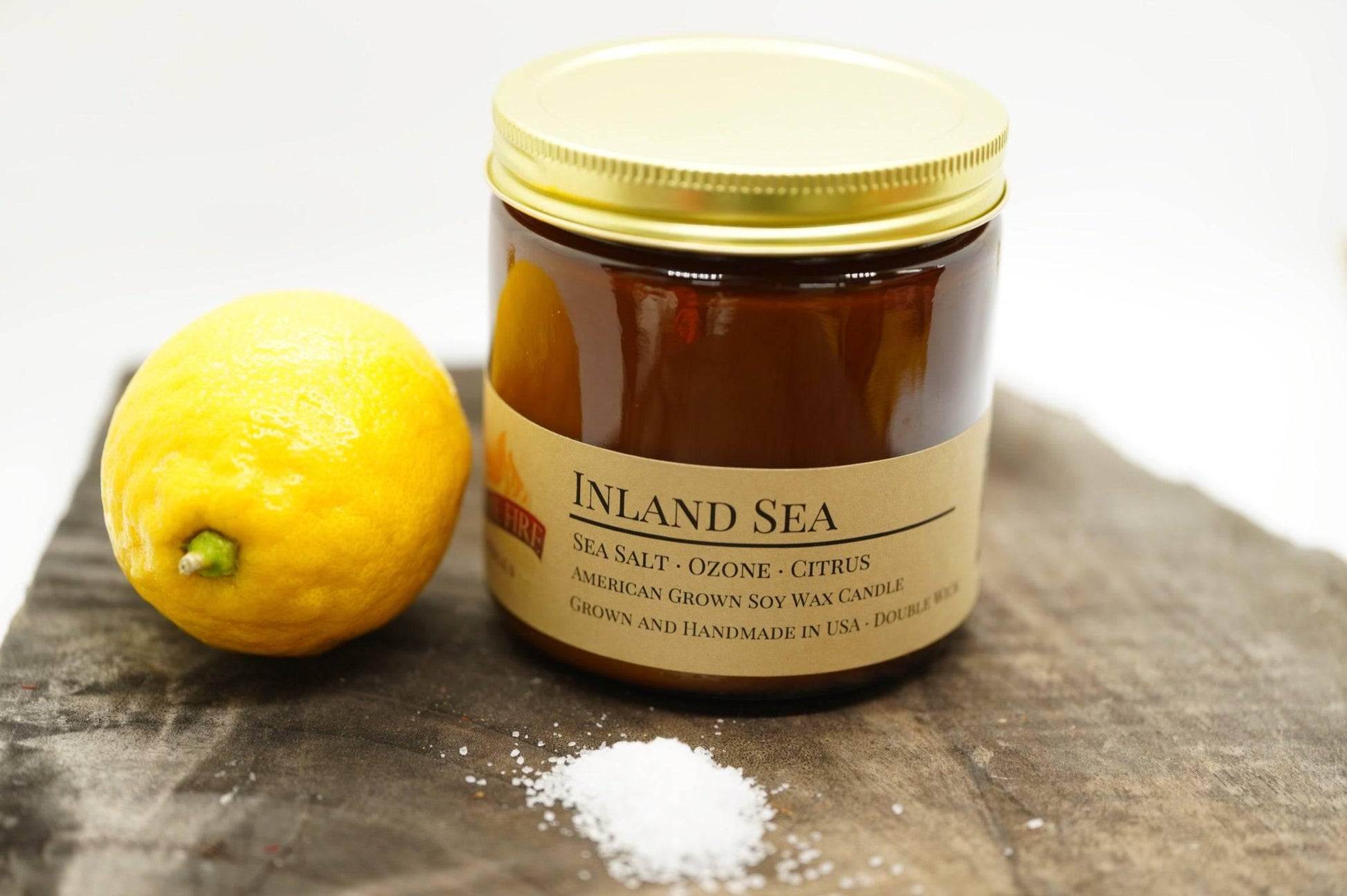 Inland Sea Soy Wax Candle | 16 oz Double Wick Amber Apothecary Jar-3