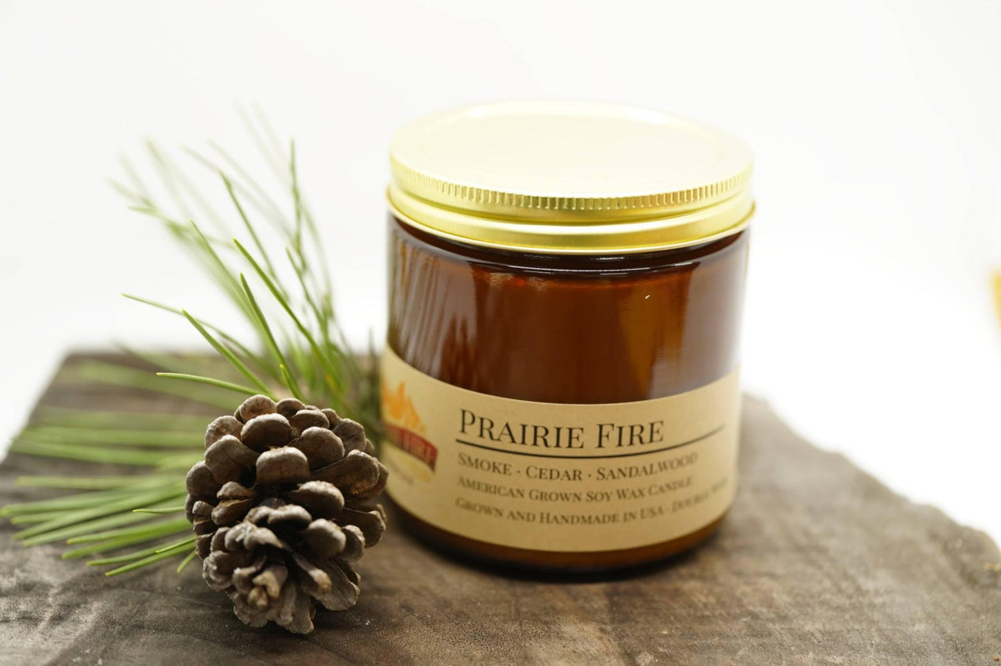 Prairie Fire Soy Wax Candle | 16 oz Double Wick Amber Apothecary Jar-1