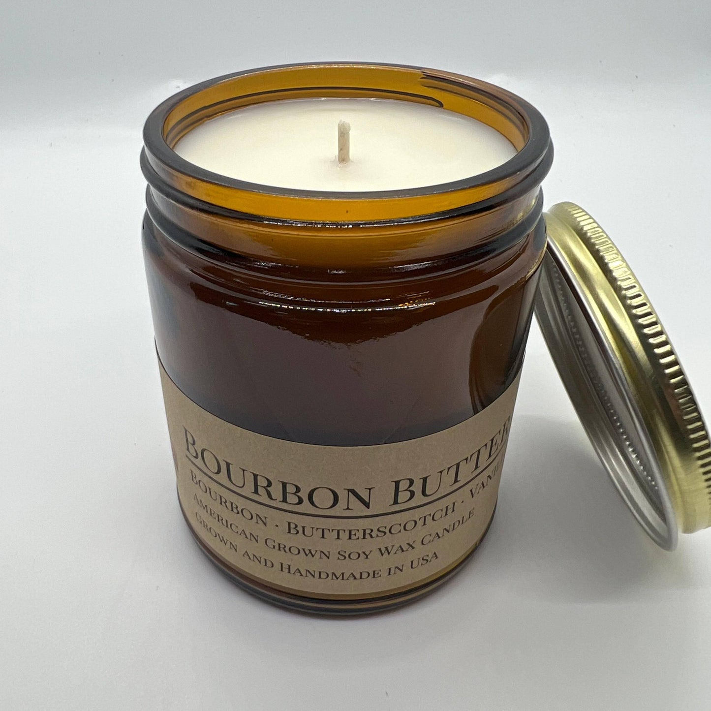 Bourbon Butter Soy Wax Candle | 9 oz Amber Apothecary Jar-0