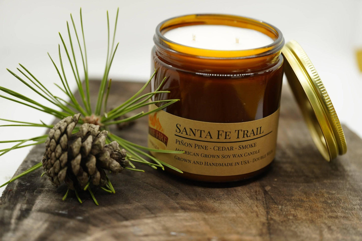 Santa Fe Trail Soy Wax Candle | 16 oz Double Wick Amber Apothecary Jar-0