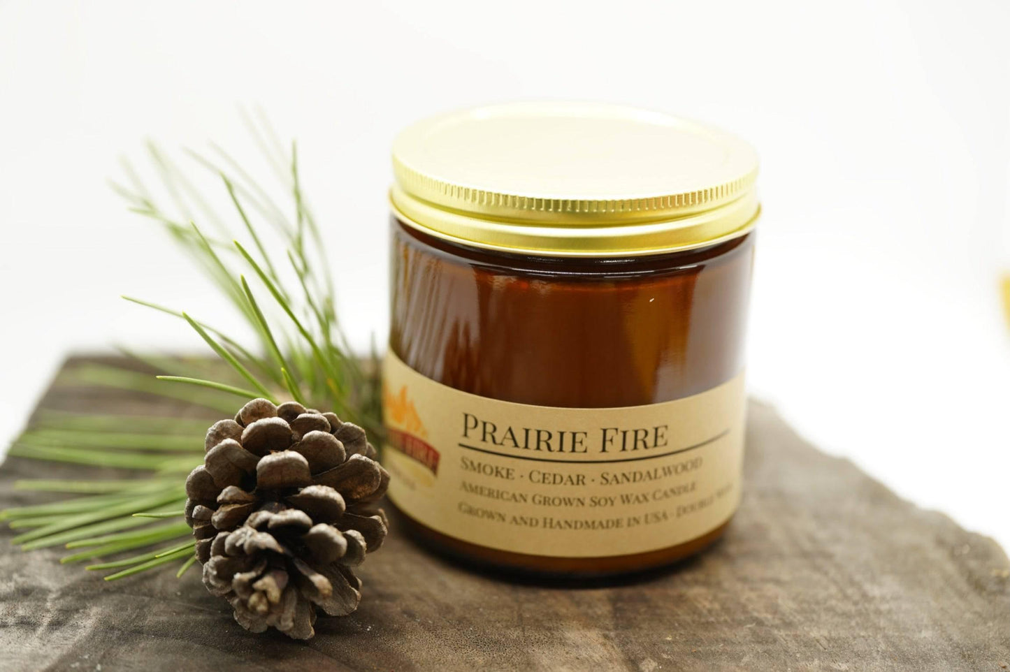 Prairie Fire Soy Wax Candle | 16 oz Double Wick Amber Apothecary Jar-2