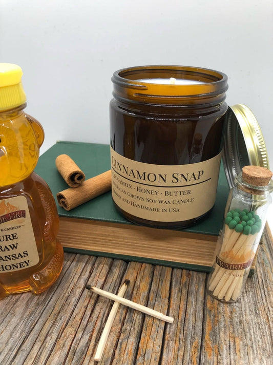 Cinnamon Snap Soy Wax Candle | 9 oz Amber Apothecary-0