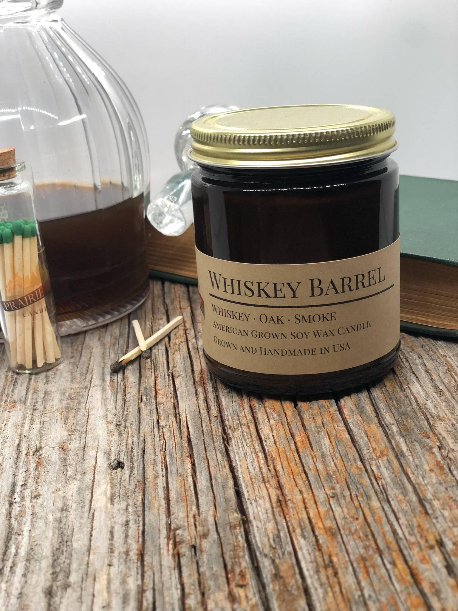 Whiskey Barrel Soy Wax Candle | 9 oz Amber Apothecary Jar-1