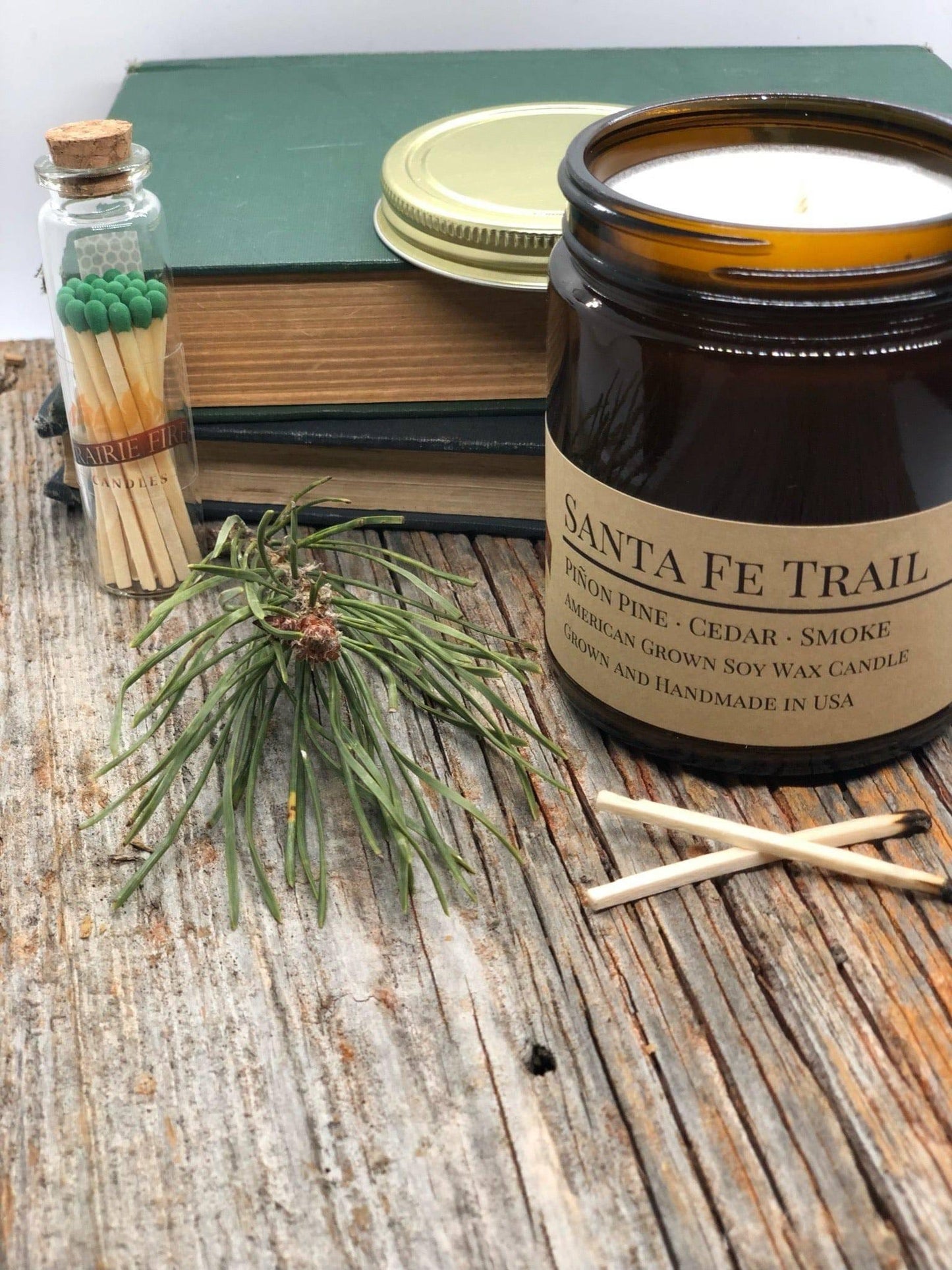 Santa Fe Trail Soy Wax Candle | 9 oz Amber Apothecary Jar-0