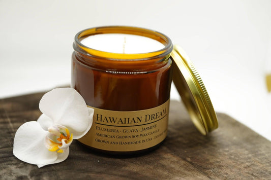 Hawaiian Dream Soy Wax Candle | 16 oz Double Wick Amber Apothecary Jar-0