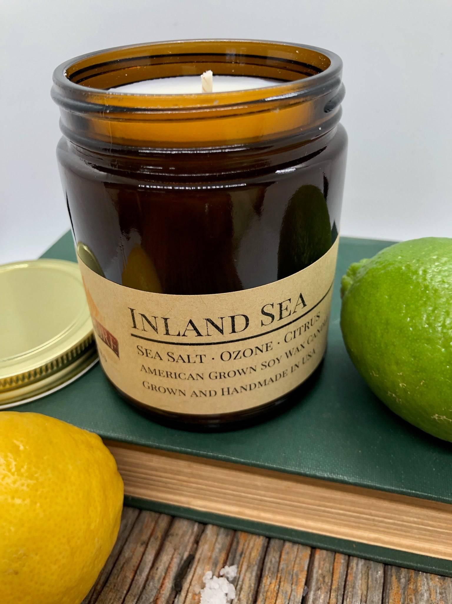 Inland Sea Soy Wax Candle | 9 oz Amber Apothecary Jar-0